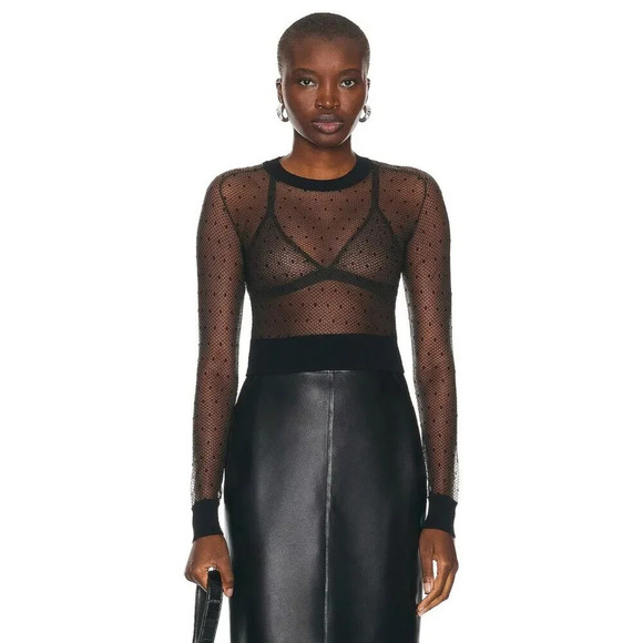 ALAÏA Sheer Bra in Noir Black 36 Womens Sheer Swiss Dot Bralette - Picture 11 of 15